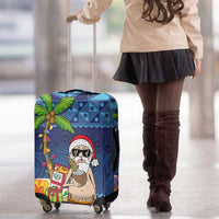 The Funny Santa Wears Sulu Christmas Luggage Cover Fijian Christmas Palm Tree With Masi Art Tattoo LT03 - Polynesian Pride