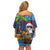 The Funny Santa Wears Sulu Christmas Off Shoulder Short Dress Fijian Christmas Palm Tree With Masi Art Tattoo