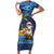 The Funny Santa Wears Sulu Christmas Short Sleeve Bodycon Dress Fijian Christmas Palm Tree With Masi Art Tattoo