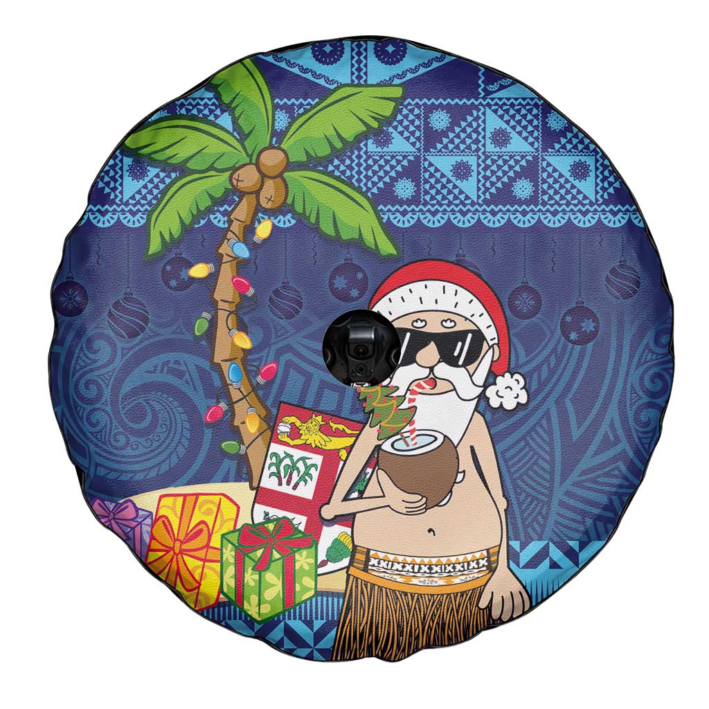 The Funny Santa Wears Sulu Christmas Spare Tire Cover Fijian Christmas Palm Tree With Masi Art Tattoo