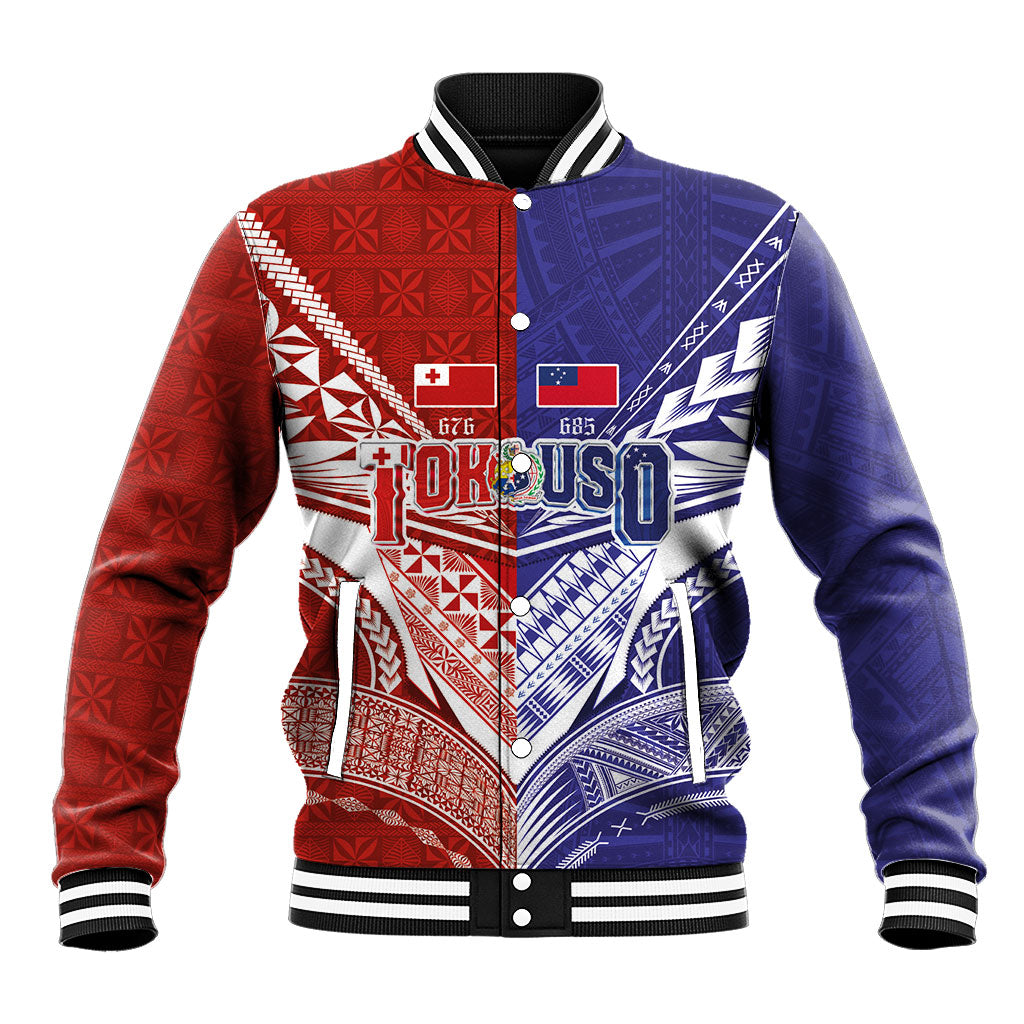 Custom Tokouso Tonga Samoa Baseball Jacket Ngatu and Tatau Motif Sporty Style