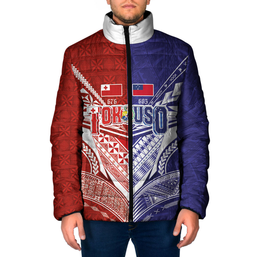 Custom Tokouso Tonga Samoa Padded Jacket Ngatu and Tatau Motif Sporty Style