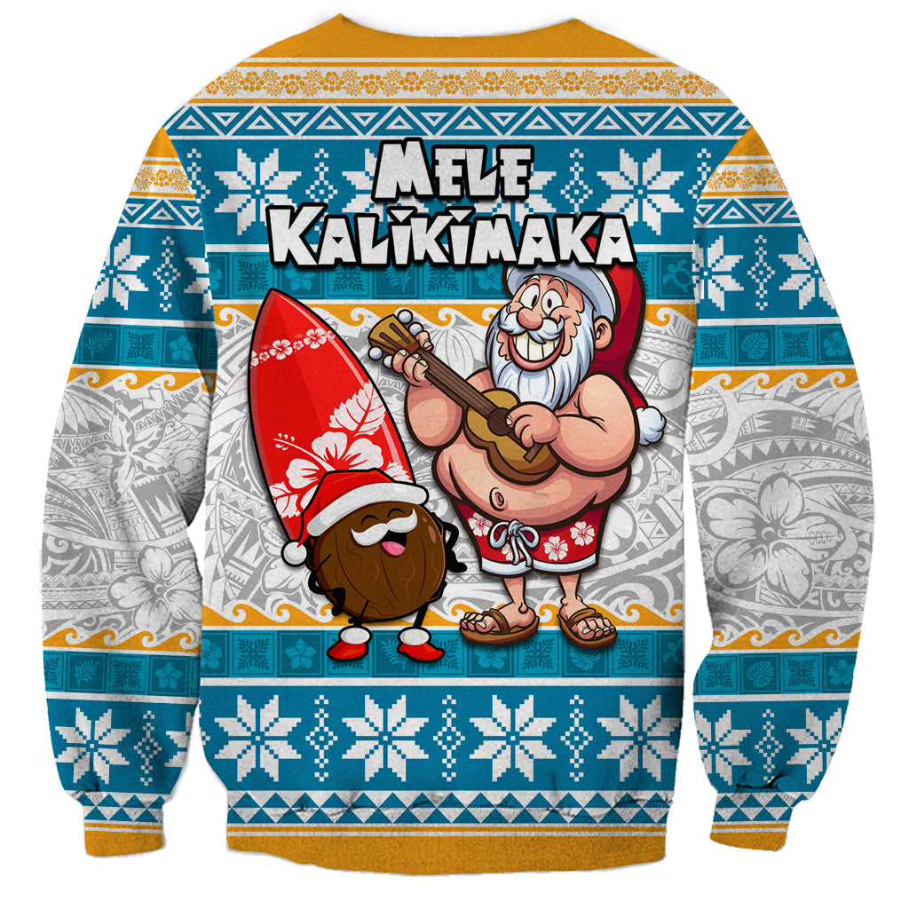 Hawaii Mele Kalikimaka Sweatshirt Funny Santa and Coconut Mix Kakau Pattern LT03 - Polynesian Pride