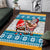 Custom Hawaii Mele Kalikimaka Area Rug Funny Santa and Coconut Mix Kakau Pattern LT03 Blue - Polynesian Pride