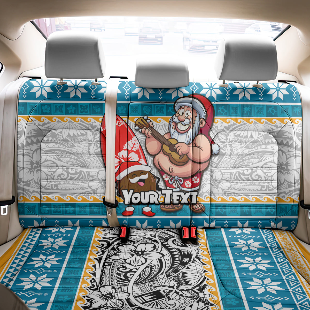 Custom Hawaii Mele Kalikimaka Back Car Seat Cover Funny Santa and Coconut Mix Kakau Pattern LT03 - Polynesian Pride