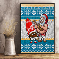 Custom Hawaii Mele Kalikimaka Canvas Wall Art Funny Santa and Coconut Mix Kakau Pattern LT03 - Polynesian Pride