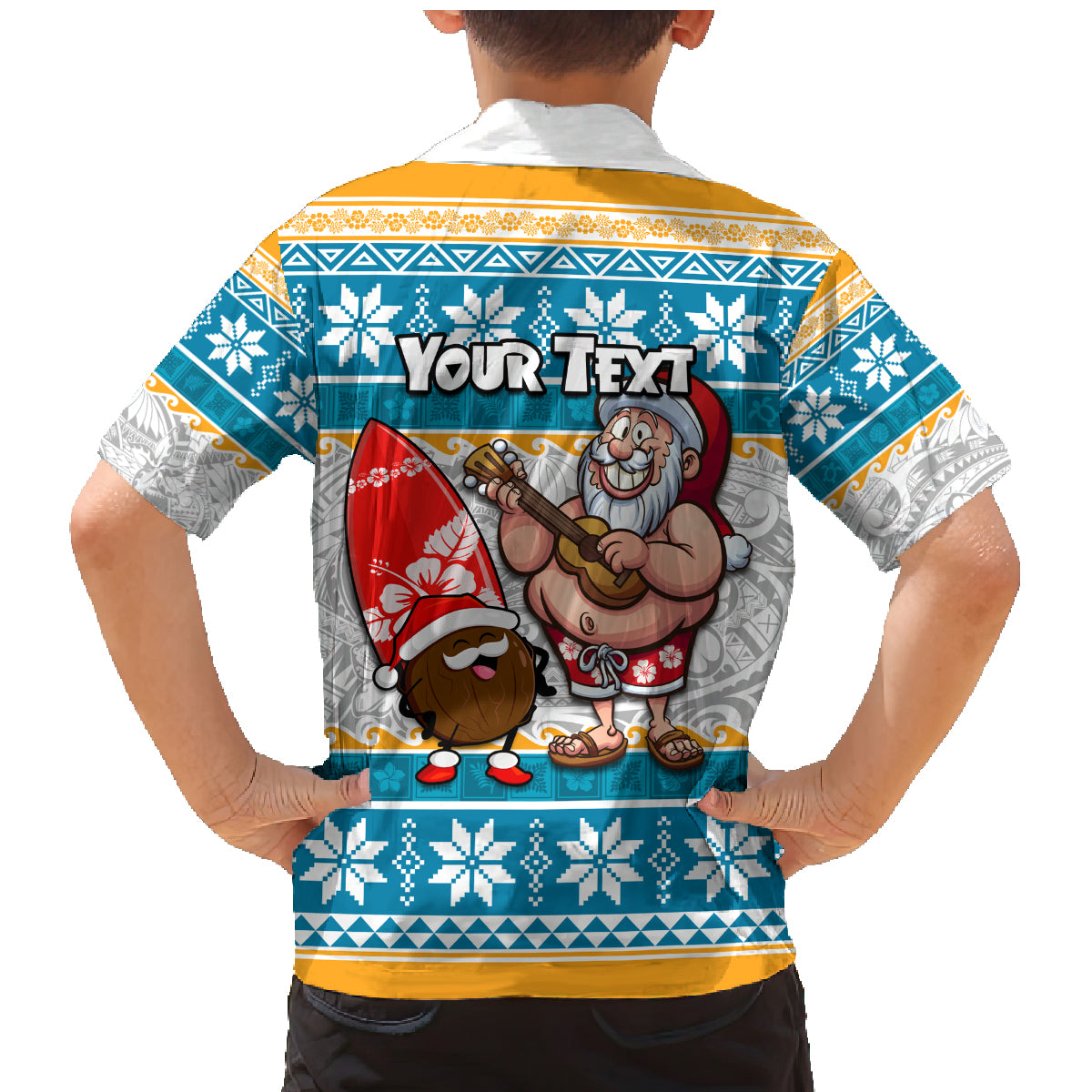 Custom Hawaii Mele Kalikimaka Family Matching Mermaid Dress and Hawaiian Shirt Funny Santa and Coconut Mix Kakau Pattern LT03 - Polynesian Pride