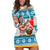 Custom Hawaii Mele Kalikimaka Hoodie Dress Funny Santa and Coconut Mix Kakau Pattern LT03 Blue - Polynesian Pride