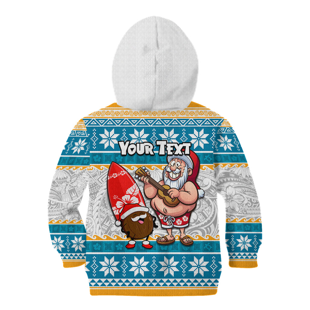 Custom Hawaii Mele Kalikimaka Kid Hoodie Funny Santa and Coconut Mix Kakau Pattern LT03 - Polynesian Pride