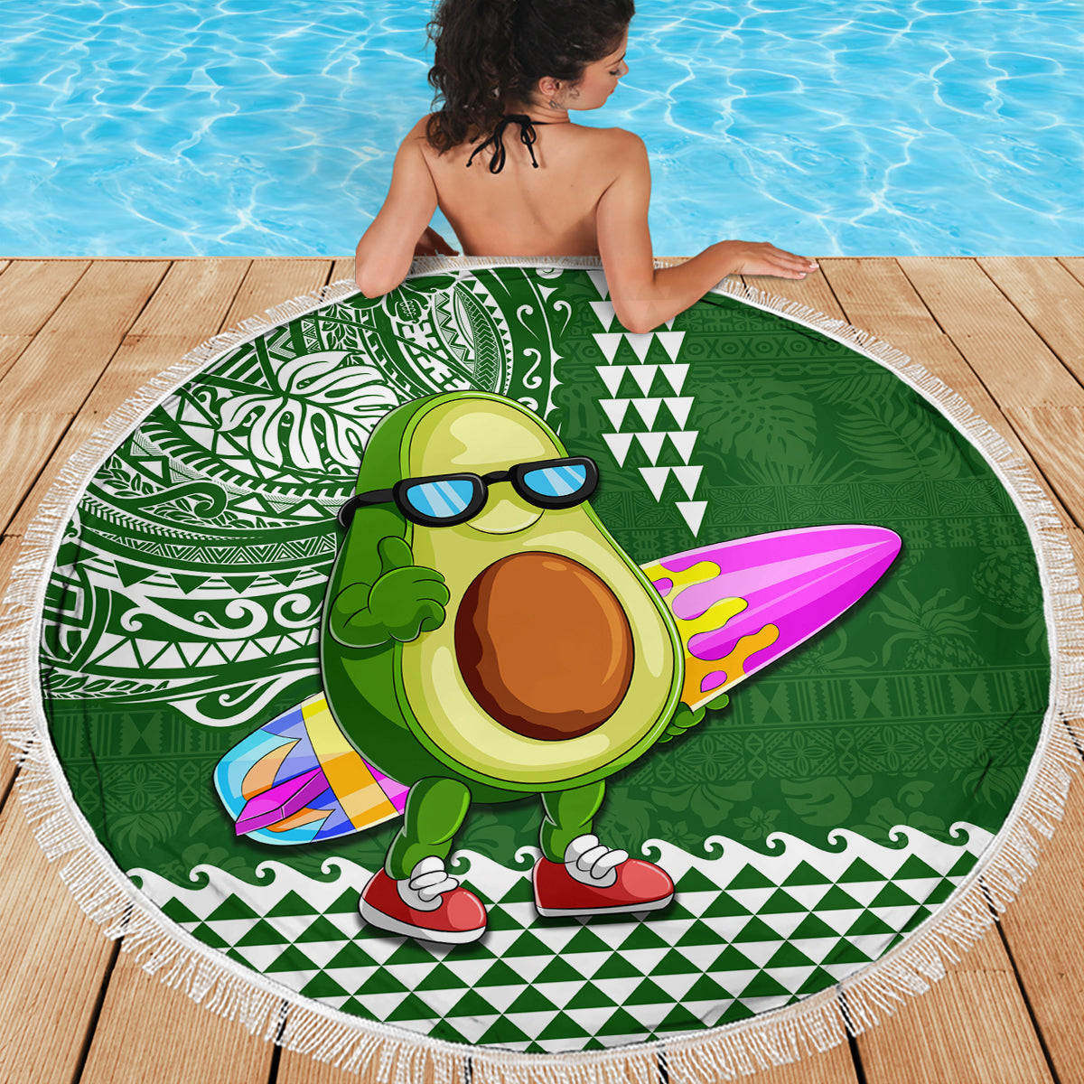 Hawaii Beach Blanket Aloha Funny Avocado Mix Kakau Hawaiian Tribal LT03 - Polynesian Pride