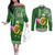 Hawaii Couples Matching Off The Shoulder Long Sleeve Dress and Long Sleeve Button Shirt Aloha Funny Avocado Mix Kakau Hawaiian Tribal LT03 Green - Polynesian Pride