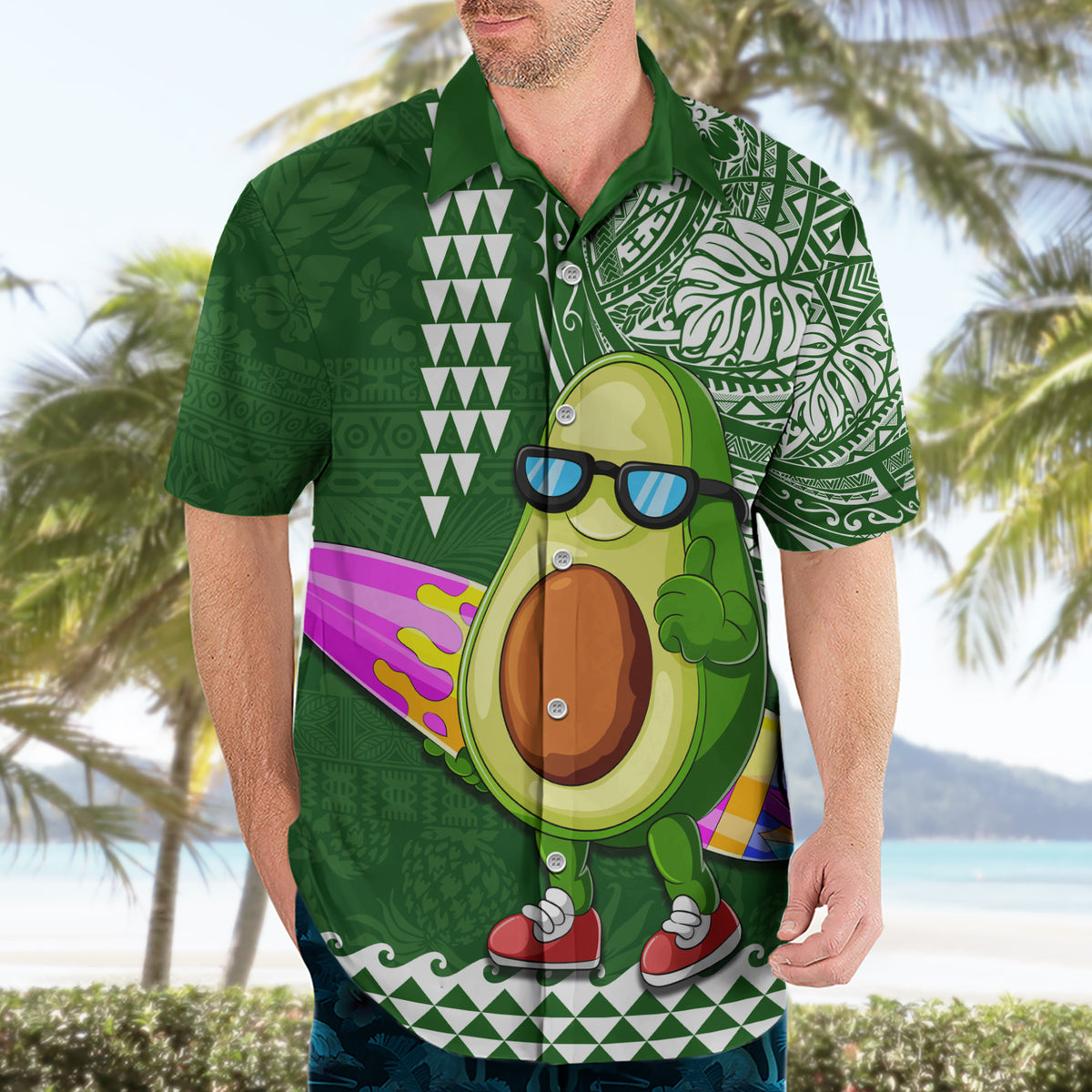 Hawaii Hawaiian Shirt Aloha Funny Avocado Mix Kakau Hawaiian Tribal LT03 - Polynesian Pride