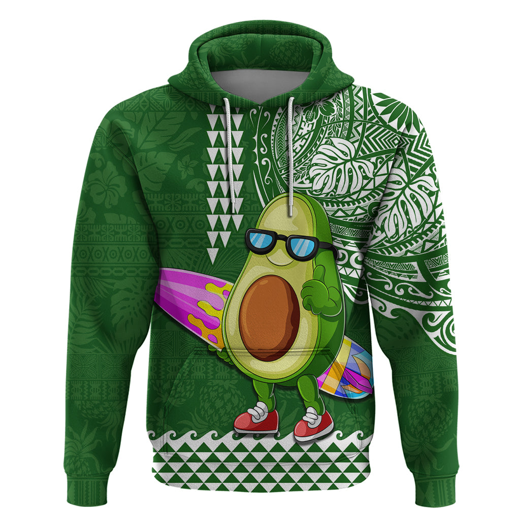 Hawaii Hoodie Aloha Funny Avocado Mix Kakau Hawaiian Tribal LT03 Pullover Hoodie Green - Polynesian Pride