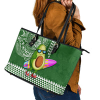 Hawaii Leather Tote Bag Aloha Funny Avocado Mix Kakau Hawaiian Tribal LT03 - Polynesian Pride