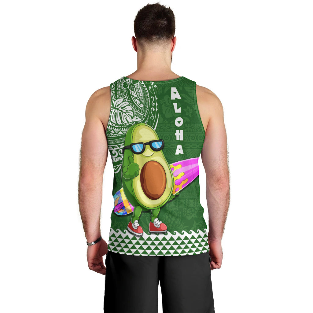 Hawaii Men Tank Top Aloha Funny Avocado Mix Kakau Hawaiian Tribal LT03 - Polynesian Pride