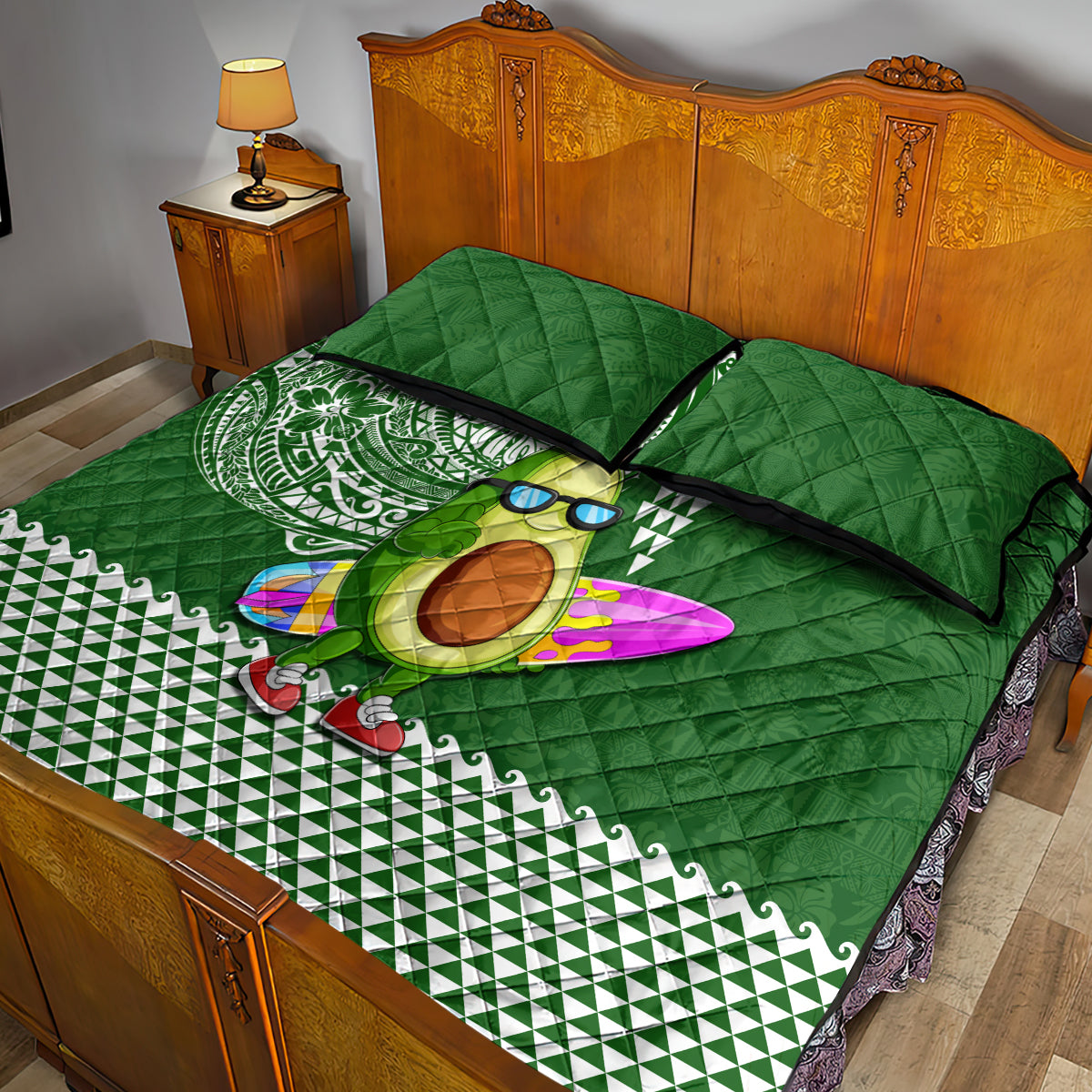 Hawaii Quilt Bed Set Aloha Funny Avocado Mix Kakau Hawaiian Tribal LT03 - Polynesian Pride