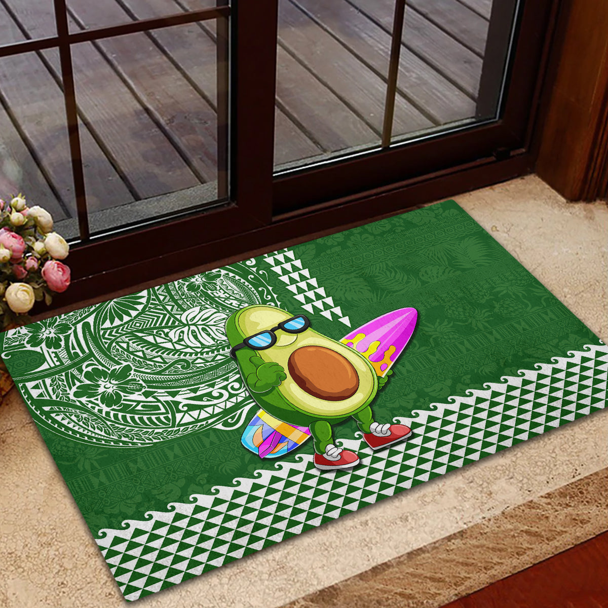 Hawaii Rubber Doormat Aloha Funny Avocado Mix Kakau Hawaiian Tribal LT03 - Polynesian Pride