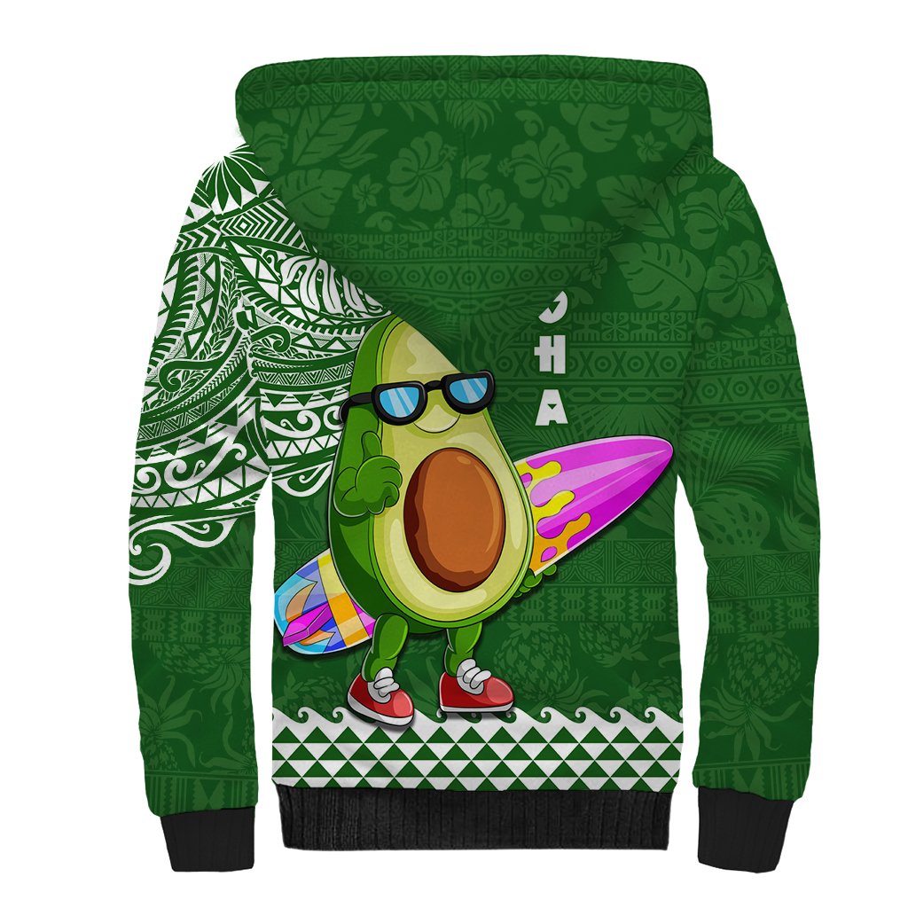 Hawaii Sherpa Hoodie Aloha Funny Avocado Mix Kakau Hawaiian Tribal LT03 - Polynesian Pride