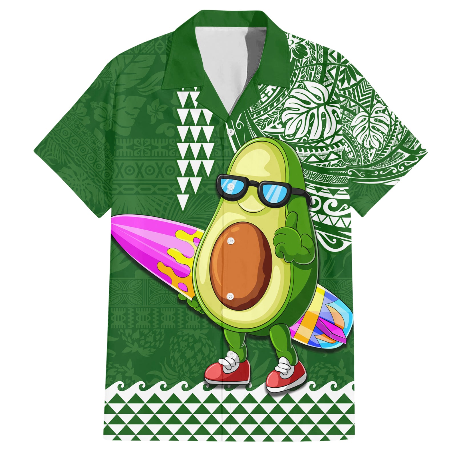 Aloha Avocado Funny Fruits Custom Hawaiian Shirt Mix Hawaiian Kakau Tribal LT03 Green - Polynesian Pride