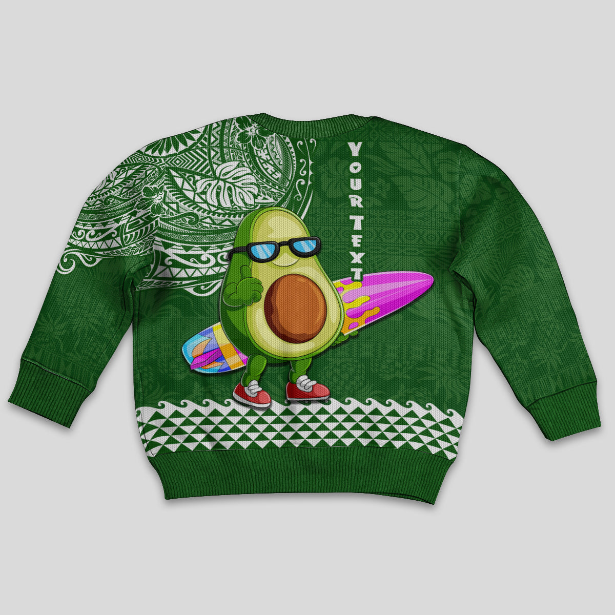 Aloha Avocado Funny Fruits Custom Kid Ugly Christmas Sweater Mix Hawaiian Kakau Tribal LT03 - Polynesian Pride