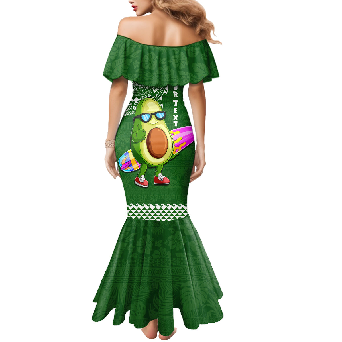 Aloha Avocado Funny Fruits Custom Mermaid Dress Mix Hawaiian Kakau Tribal LT03 - Polynesian Pride