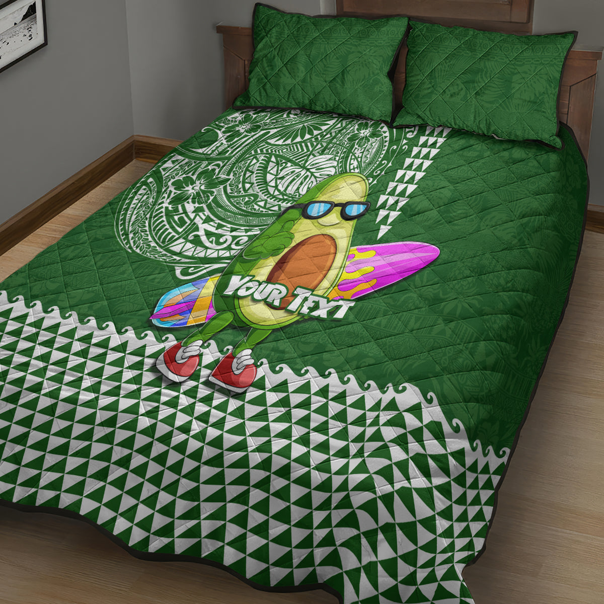 Aloha Avocado Funny Fruits Custom Quilt Bed Set Mix Hawaiian Kakau Tribal LT03 - Polynesian Pride