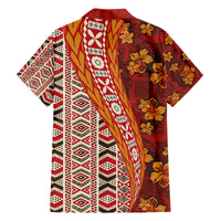 Hawaii Native Tapa Elements and Hibiscus Flowers Family Matching Off Shoulder Long Sleeve Dress and Hawaiian Shirt LT03 - Polynesian Pride