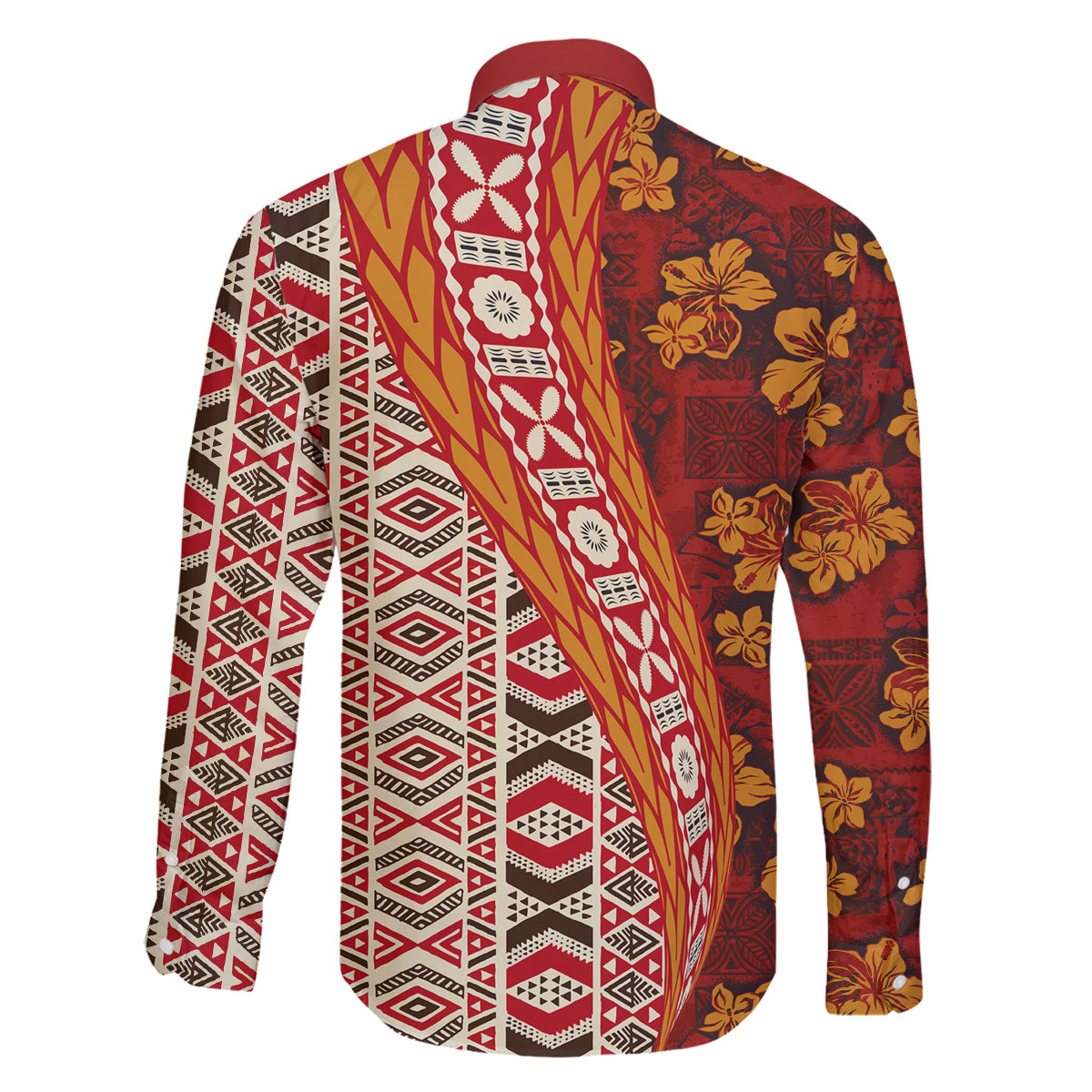 Hawaii Native Tapa Elements and Hibiscus Flowers Family Matching Off Shoulder Maxi Dress and Hawaiian Shirt LT03 - Polynesian Pride