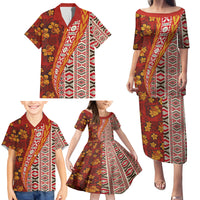 Hawaii Native Tapa Elements and Hibiscus Flowers Family Matching Puletasi and Hawaiian Shirt LT03 - Polynesian Pride