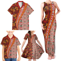 Hawaii Native Tapa Elements and Hibiscus Flowers Family Matching Tank Maxi Dress and Hawaiian Shirt LT03 - Polynesian Pride