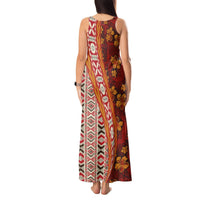 Hawaii Native Tapa Elements and Hibiscus Flowers Tank Maxi Dress LT03 - Polynesian Pride