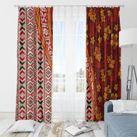 Hawaii Native Tapa Elements and Hibiscus Flowers Window Curtain LT03 - Polynesian Pride