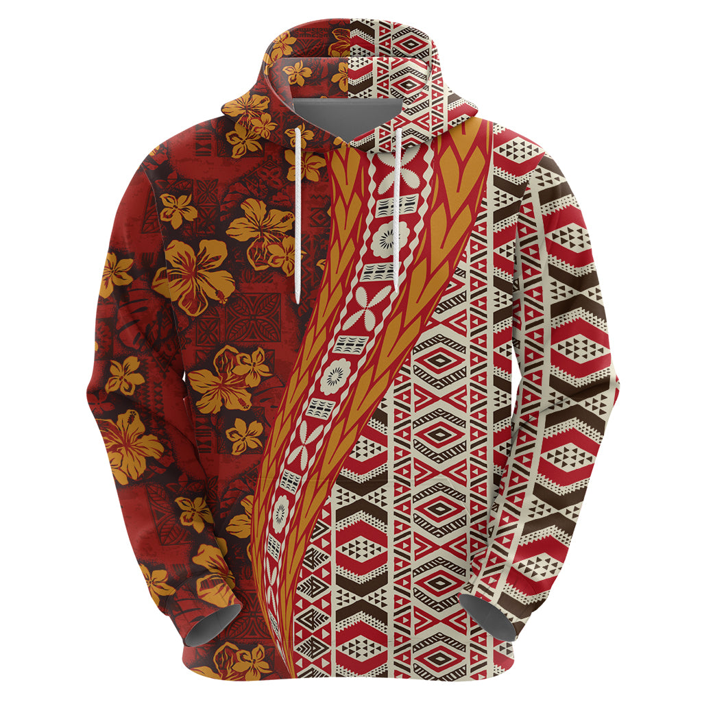 Hawaii Native Tapa Elements and Hibiscus Flowers Zip Hoodie LT03 - Polynesian Pride