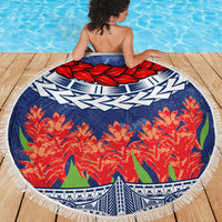 Samoan Tapa Beach Blanket Ula Fala and Teuila Flower LT03 - Polynesian Pride