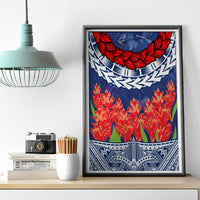 Samoan Tapa Canvas Wall Art Ula Fala and Teuila Flower LT03 - Polynesian Pride