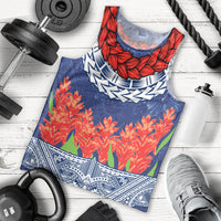 Samoan Tapa Men Tank Top Ula Fala and Teuila Flower LT03 - Polynesian Pride
