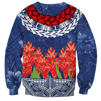Samoan Tapa Sweatshirt Ula Fala and Teuila Flower LT03 - Polynesian Pride