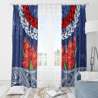 Samoan Tapa Window Curtain Ula Fala and Teuila Flower LT03 - Polynesian Pride