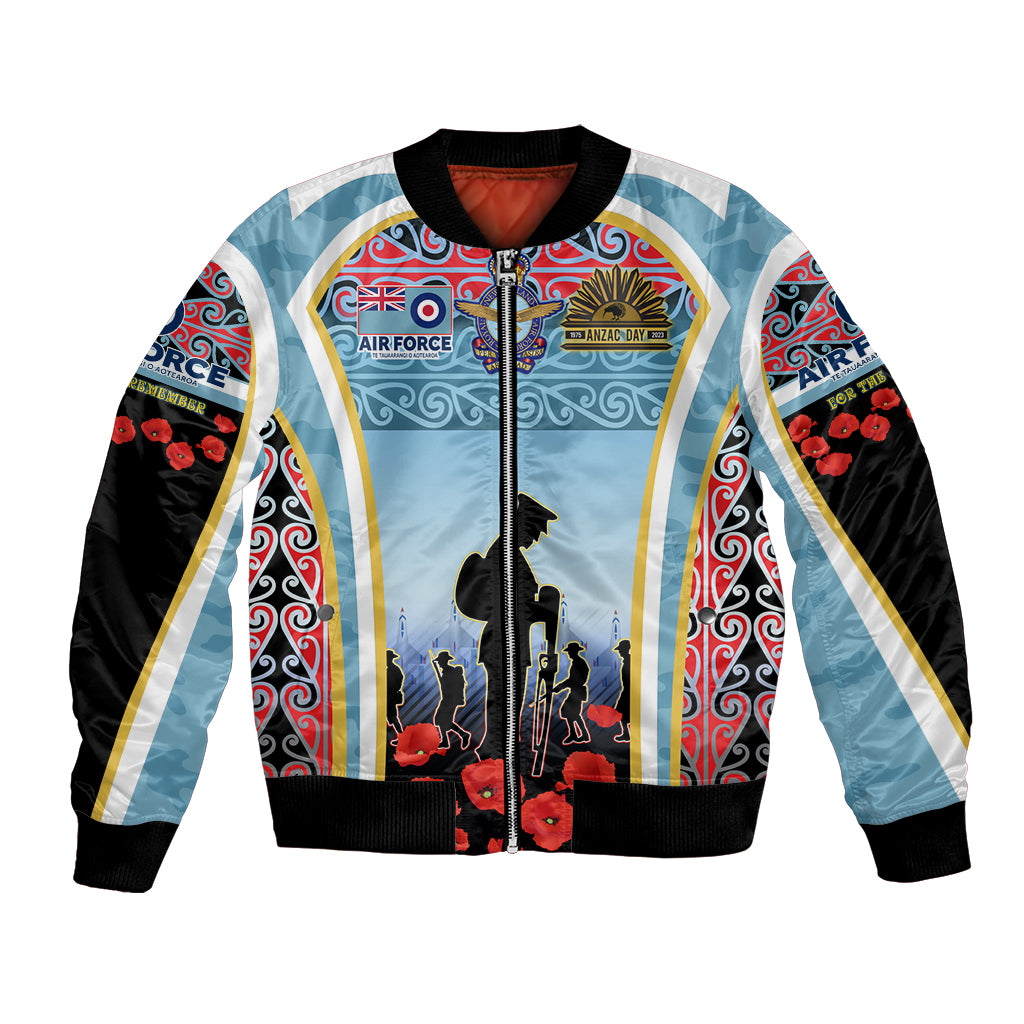 Royal New Zealand Air Force ANZAC Day Bomber Jacket Te Tauaarangi o Aotearoa LT03 Unisex Blue - Polynesian Pride