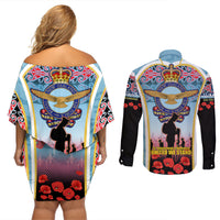 Royal New Zealand Air Force ANZAC Day Couples Matching Off Shoulder Short Dress and Long Sleeve Button Shirt Te Tauaarangi o Aotearoa LT03 - Polynesian Pride