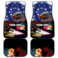 Personalised United States and American Samoa Car Mats Bald Eagle Rose and Hibiscus Flower