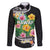 Hawaii Aloha Tropical Leaves and Flower Family Matching Short Sleeve Bodycon Dress and Hawaiian Shirt with Polynesian Art Tattoo Black Color - Polynesian Pride