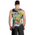 Hawaii Aloha Tropical Leaves and Flower Men Tank Top with Polynesian Art Tattoo Black Color - Polynesian Pride