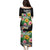 Hawaii Aloha Tropical Leaves and Flower Puletasi with Polynesian Art Tattoo Black Color - Polynesian Pride