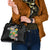 Hawaii Aloha Tropical Leaves and Flower Shoulder Handbag with Polynesian Art Tattoo Black Color - Polynesian Pride