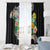 Hawaii Aloha Tropical Leaves and Flower Window Curtain with Polynesian Art Tattoo Black Color - Polynesian Pride