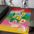 Hawaii Aloha Tropical Leaves and Flower Area Rug with Polynesian Art Tattoo Rainbow Color - Polynesian Pride