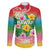 Hawaii Aloha Tropical Leaves and Flower Family Matching Mermaid Dress and Hawaiian Shirt with Polynesian Art Tattoo Rainbow Color - Polynesian Pride