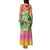 Hawaii Aloha Tropical Leaves and Flower Family Matching Tank Maxi Dress and Hawaiian Shirt with Polynesian Art Tattoo Rainbow Color - Polynesian Pride