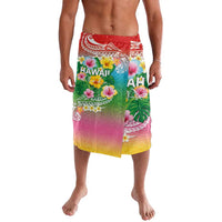 Hawaii Aloha Tropical Leaves and Flower Lavalava with Polynesian Art Tattoo Rainbow Color - Polynesian Pride